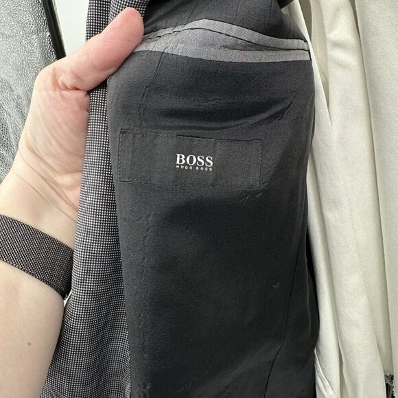 HUGO BOSS jacket blazer sport coat nailhead two button wool black gray 38S - Picture 7 of 7